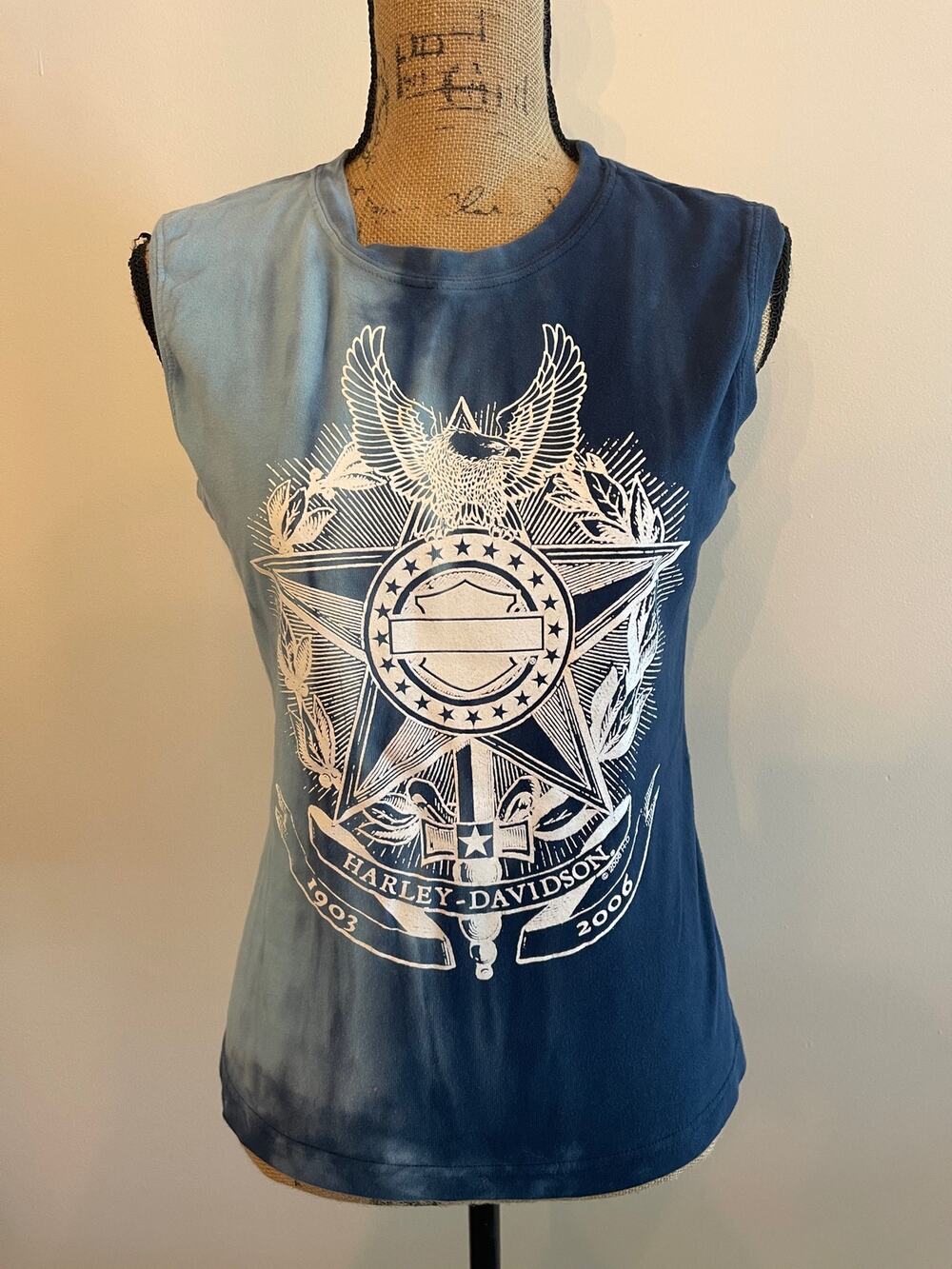 Harley Davidson Carolina Coast Blue Tie Die Tank Top Size Large